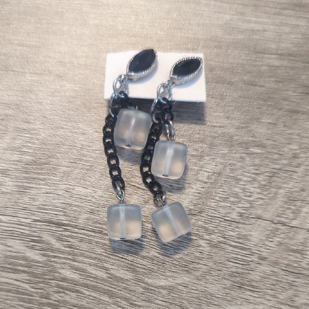 Elegant Black and Silver Dangle Earrings